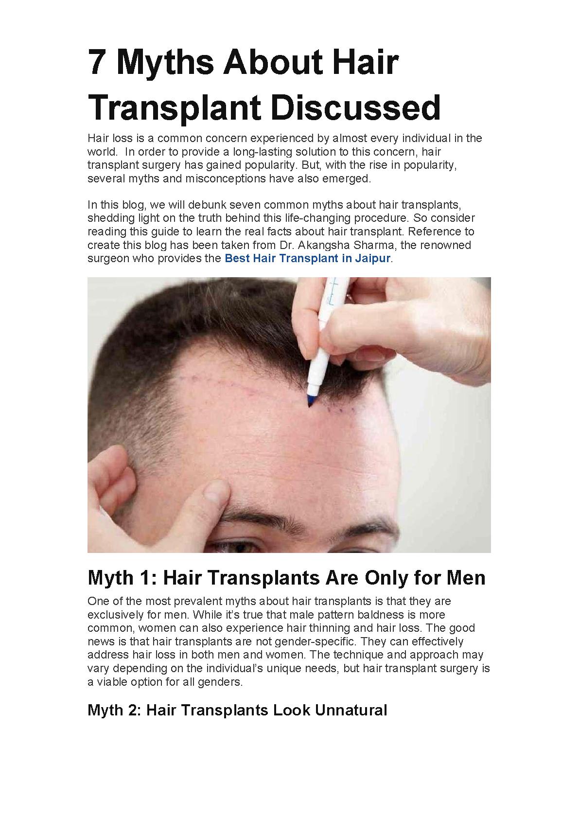 Myths About Hair Transplant Discussed Pdf Host