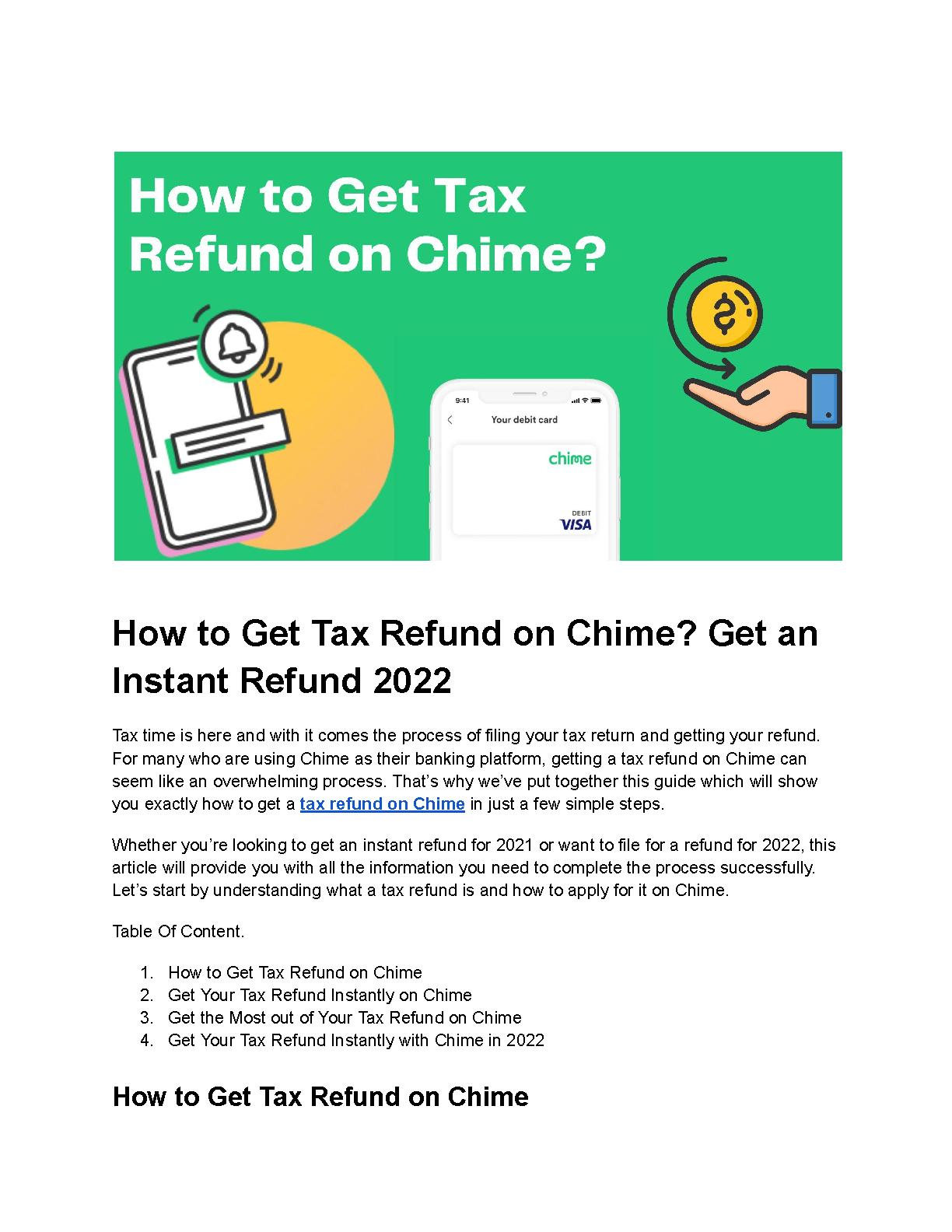 How to Get Tax Refund on Chime PDF Host