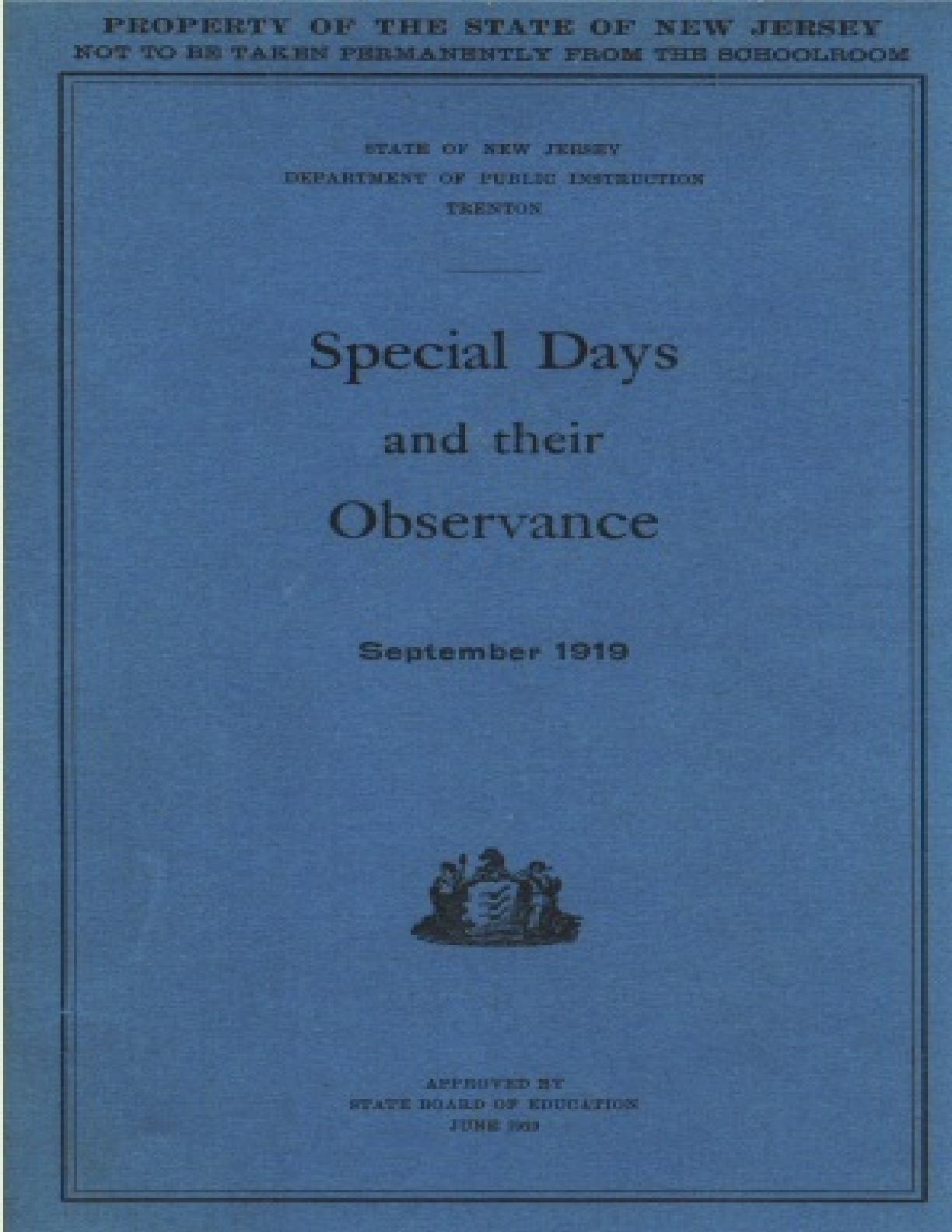 Special Days and Their Observance September 1919 PDF Host