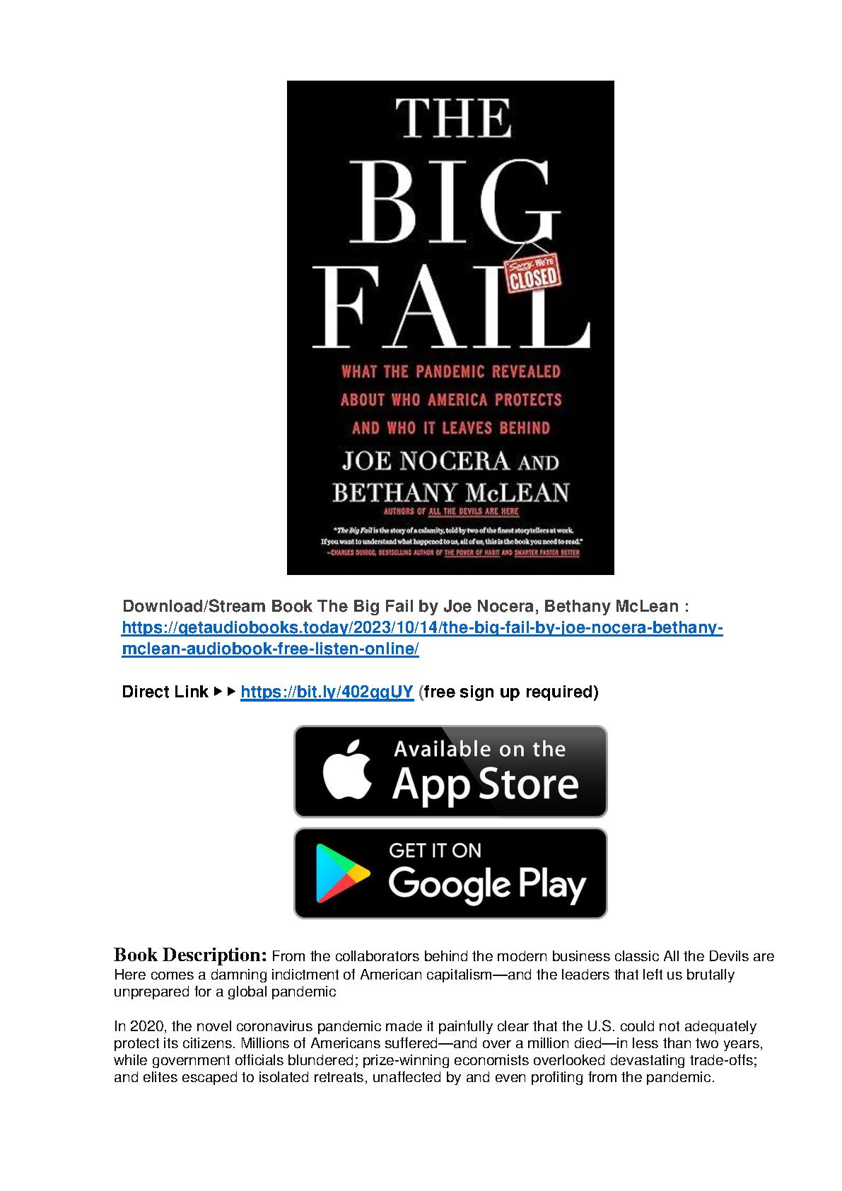 The Big Fail by Joe Nocera, Bethany McLean: 9780593331026