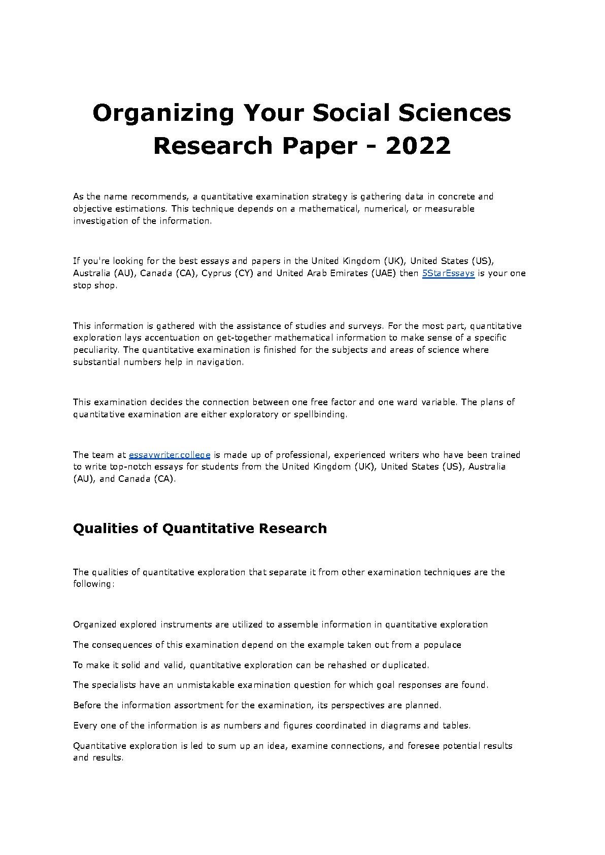 organizing your social sciences research paper types of research designs