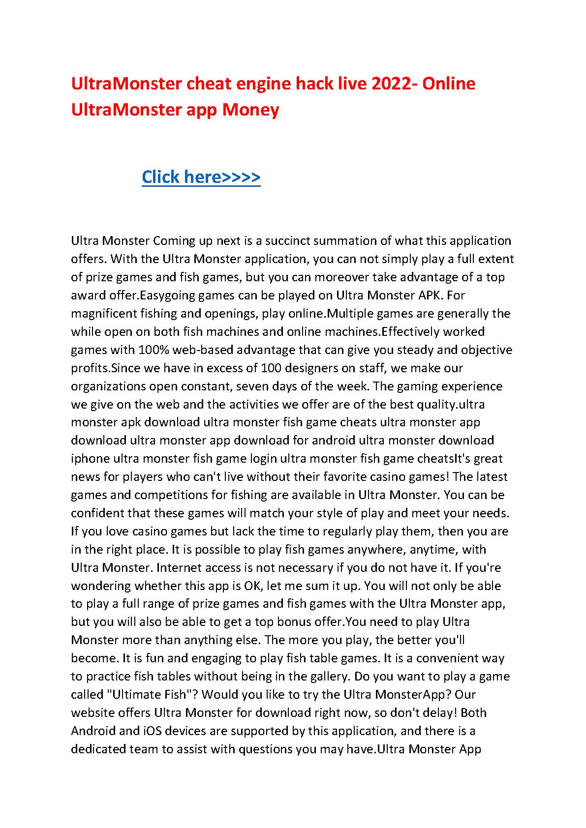 UltraMonster Cheat Engine Hack Live 2022 pdf PDF Host