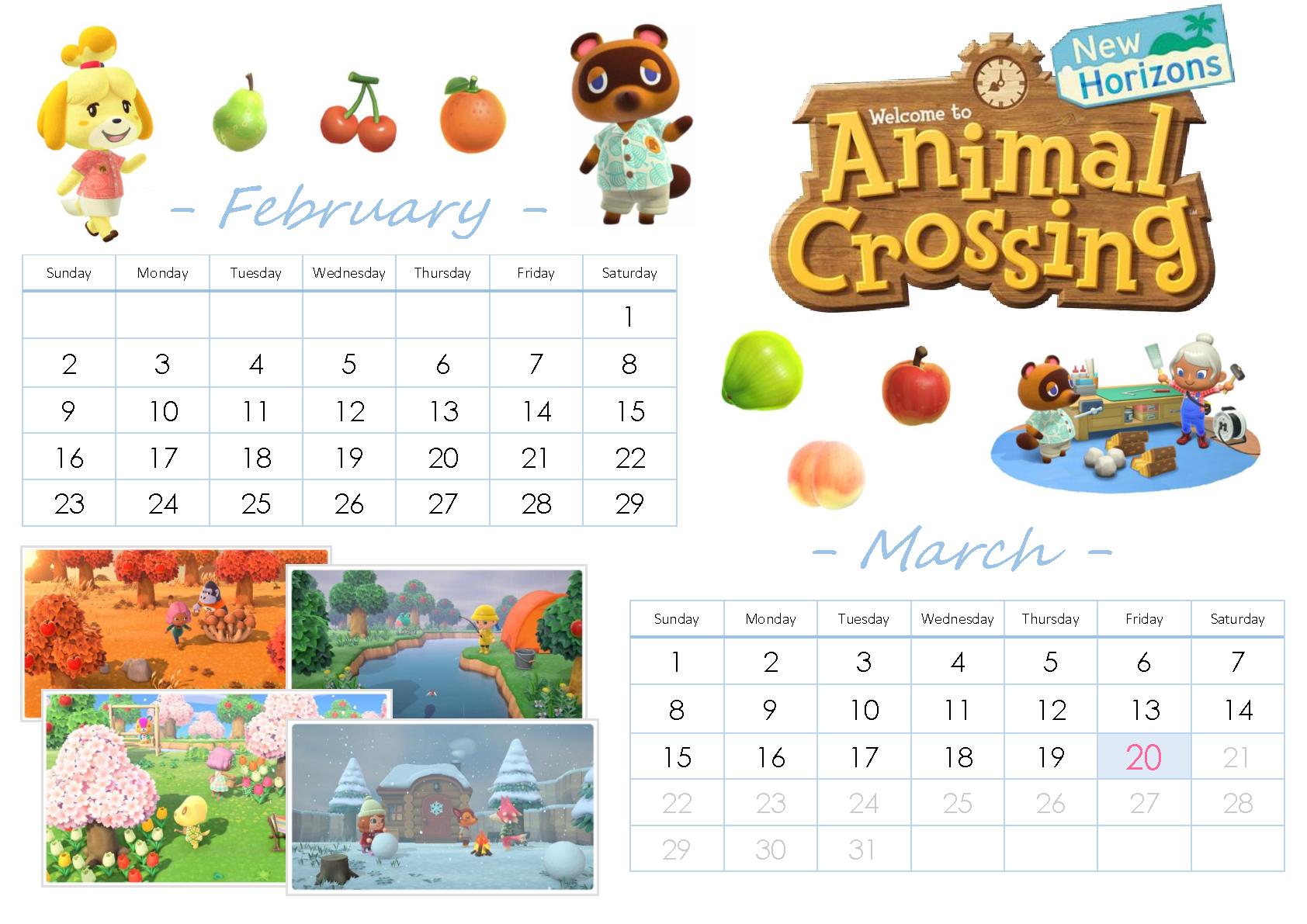 Animal Crossing New Horizons Calendar PDF Host
