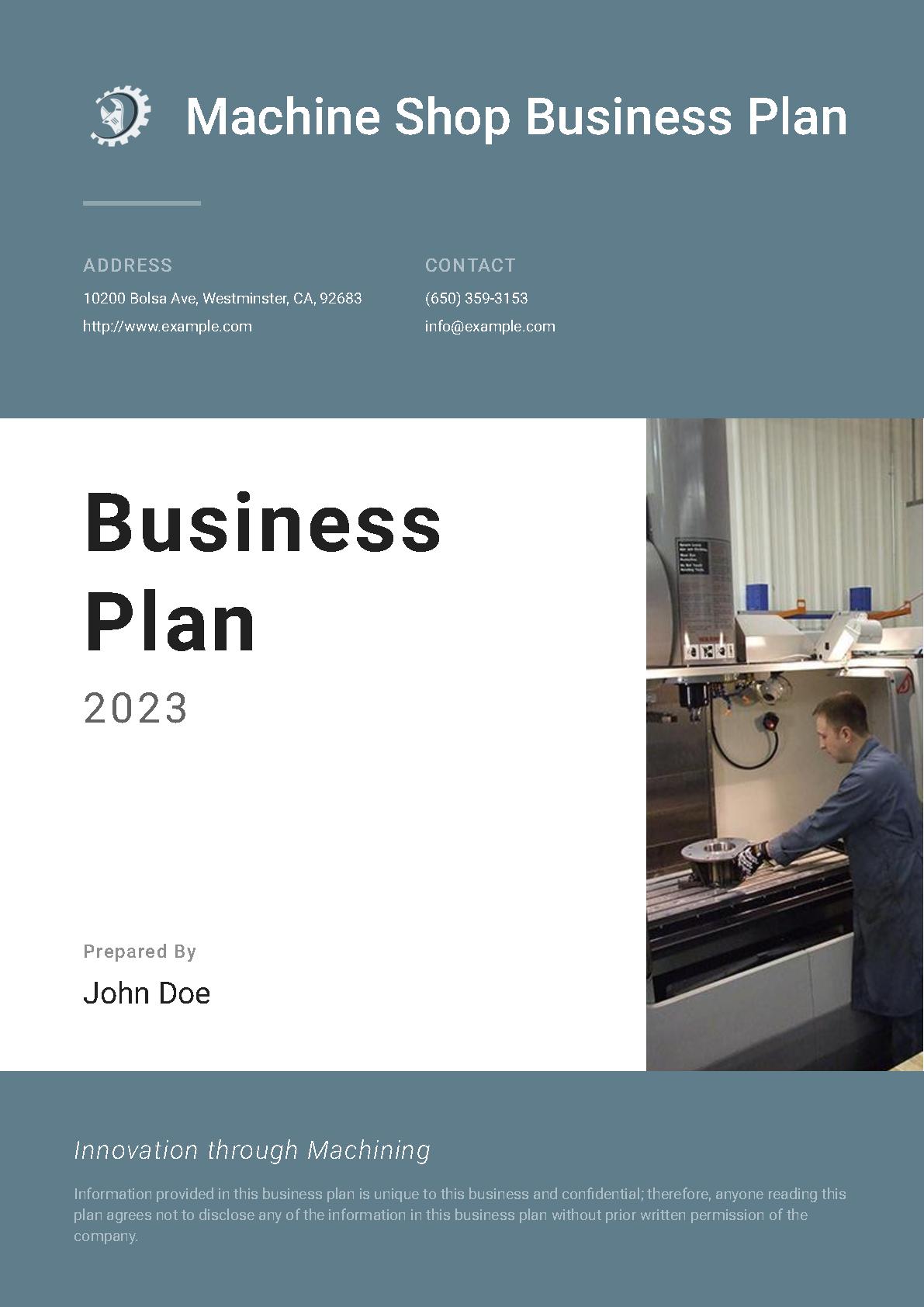 machine shop business plan pdf
