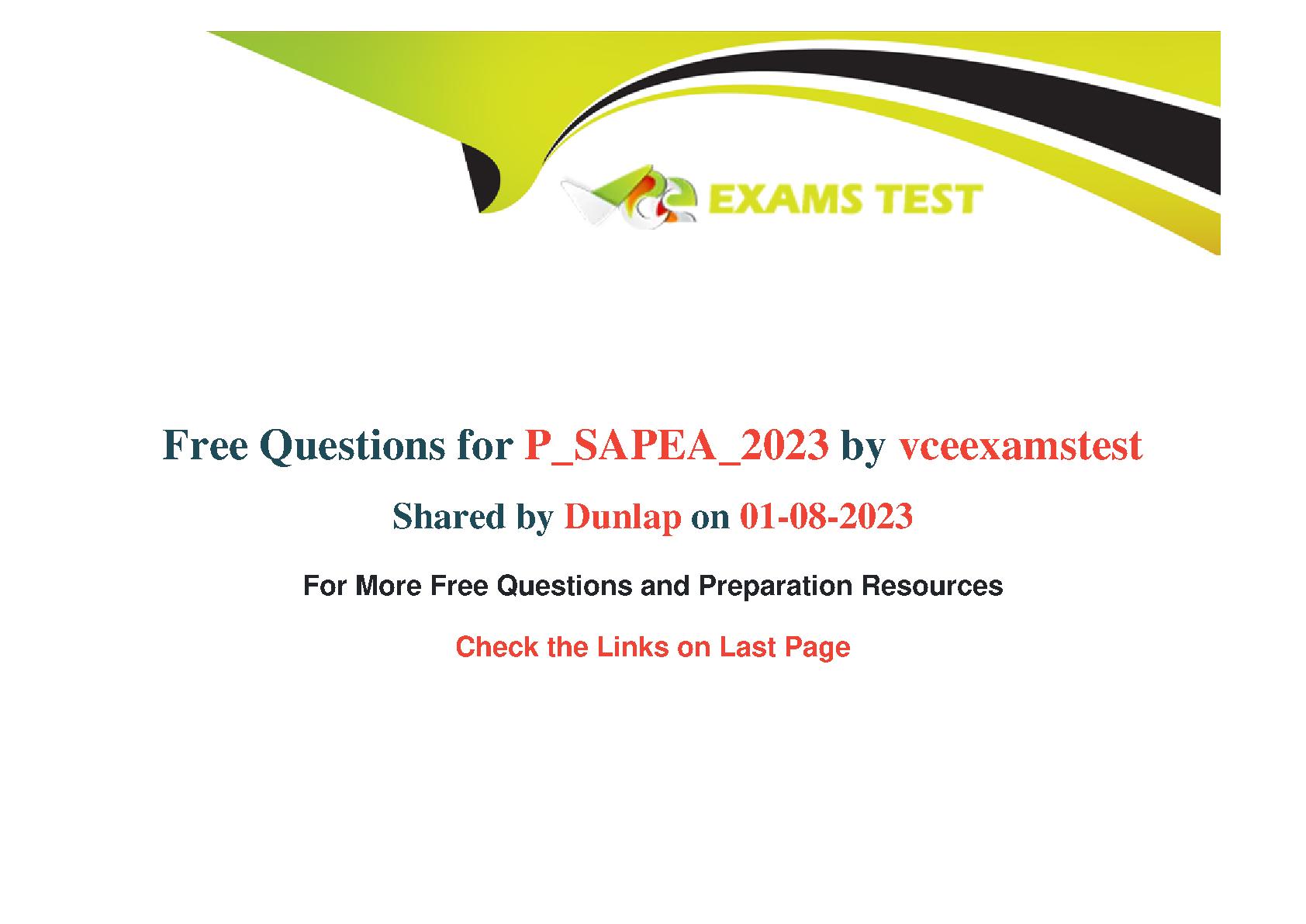 Valid SAP P_SAPEA_2023 Exam Questions Fast Track Of Your Exam Success