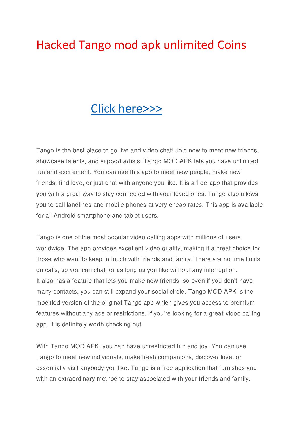 Hacked Tango mod apk unlimited Coins.pdf PDF Host