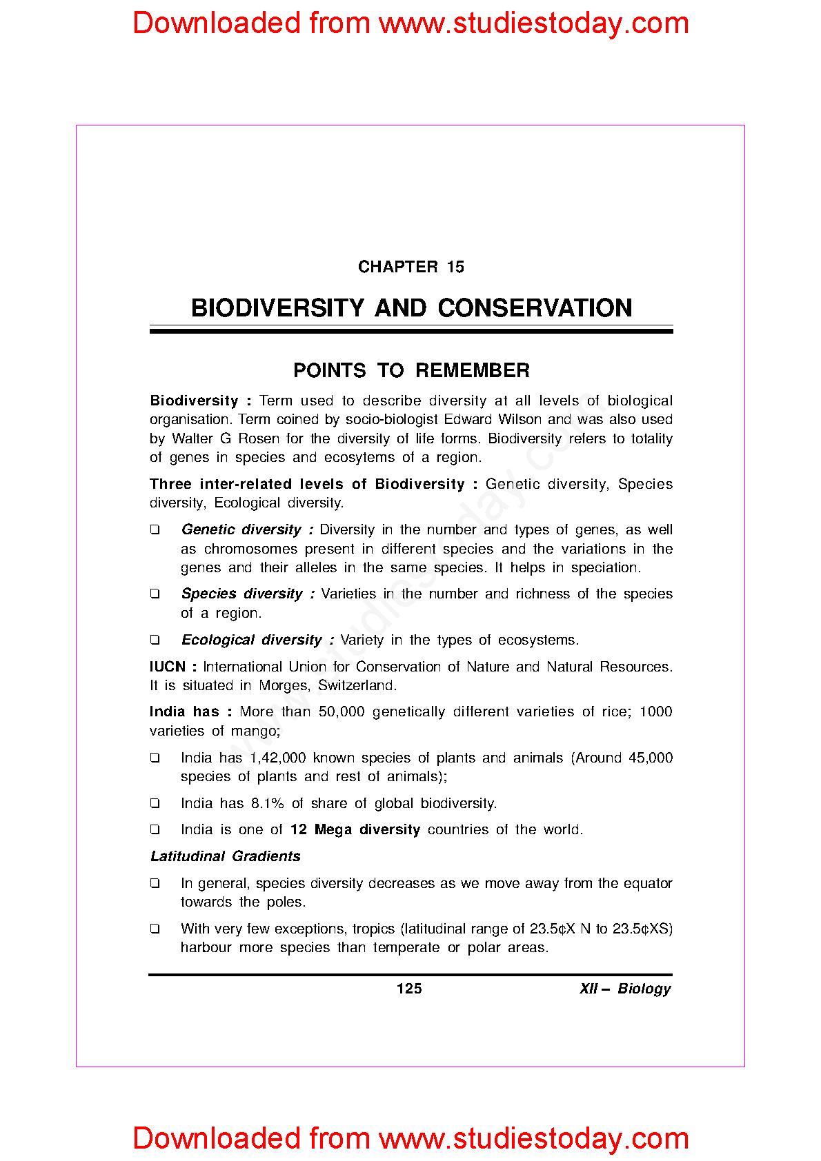 biodiversity research assignment
