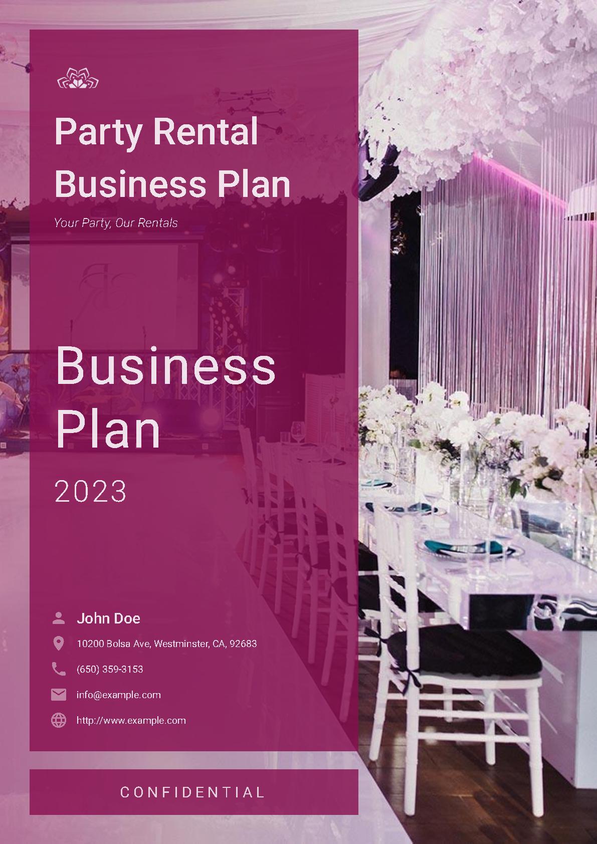 party rental business plan pdf
