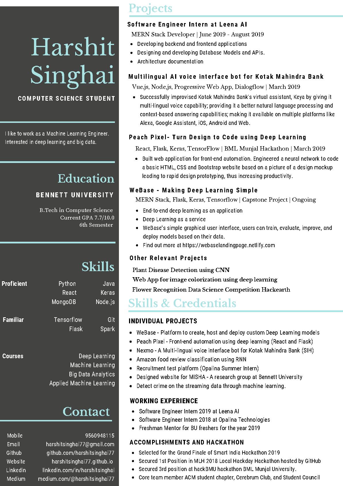 Download Harshit Singhai Resume | PDF Host
