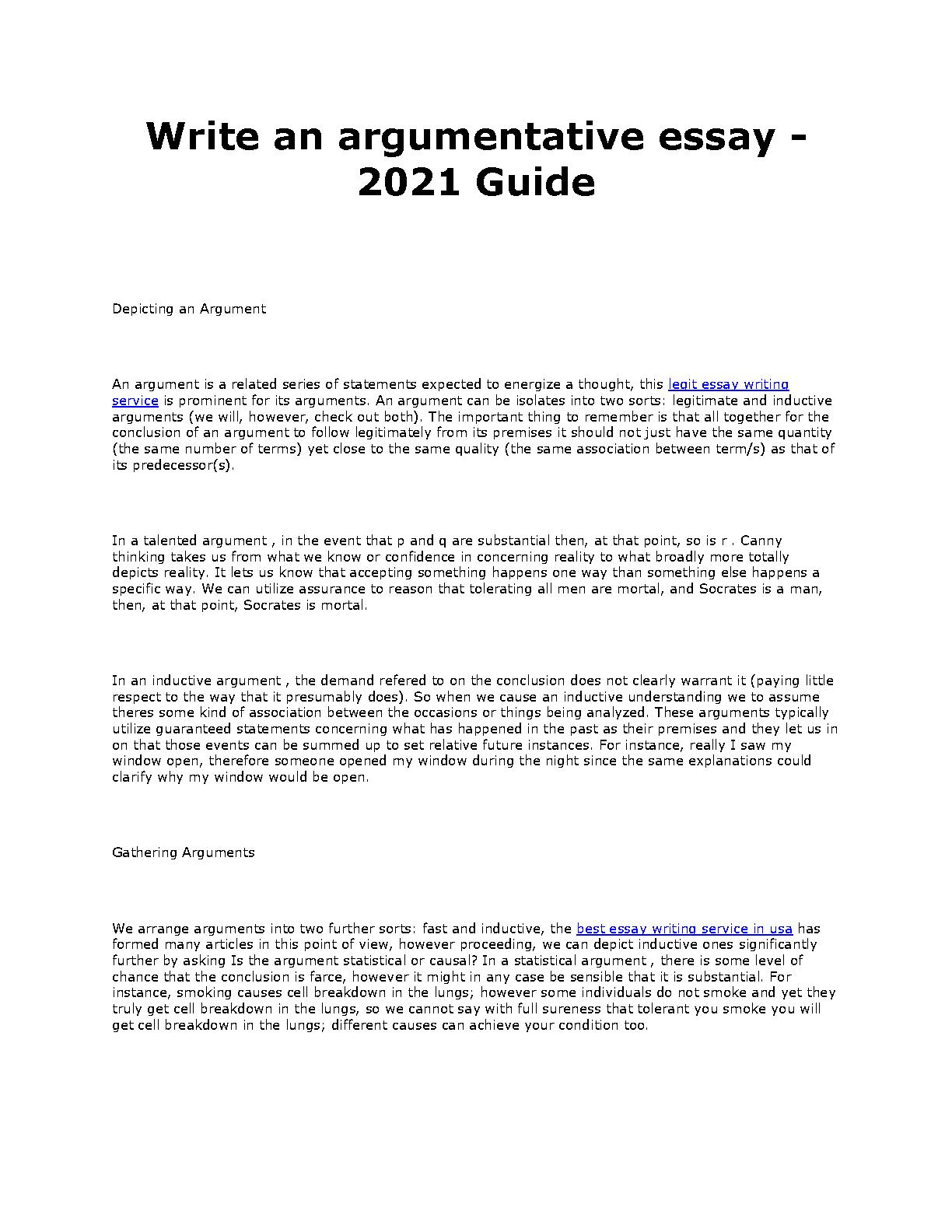 topic for argumentative essay 2021