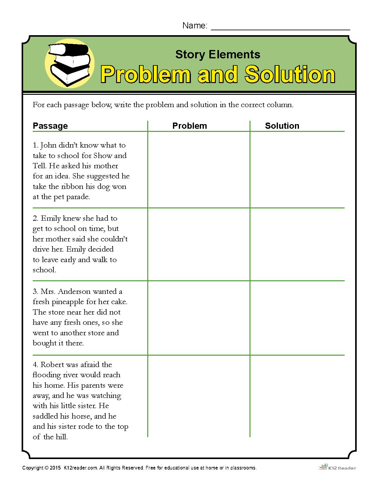 problem and solution story examples pdf