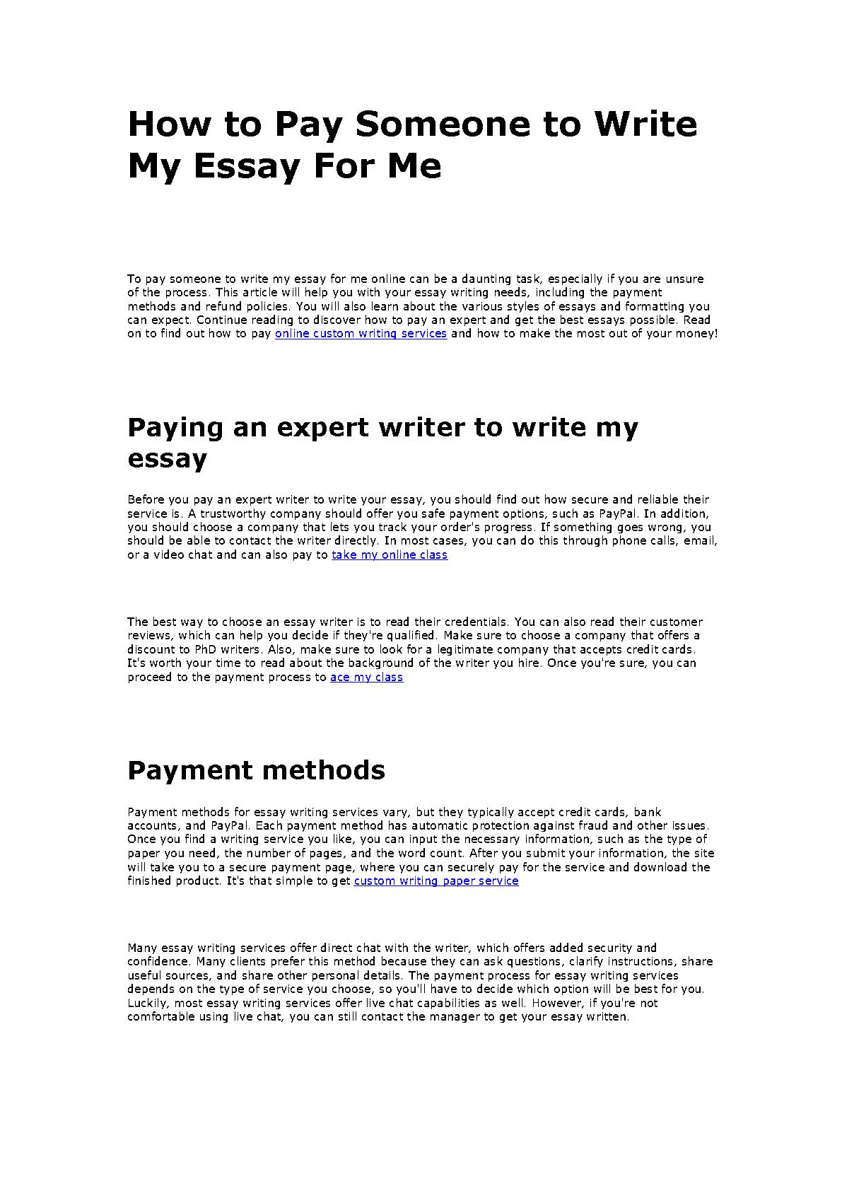 how much to pay someone to write an essay
